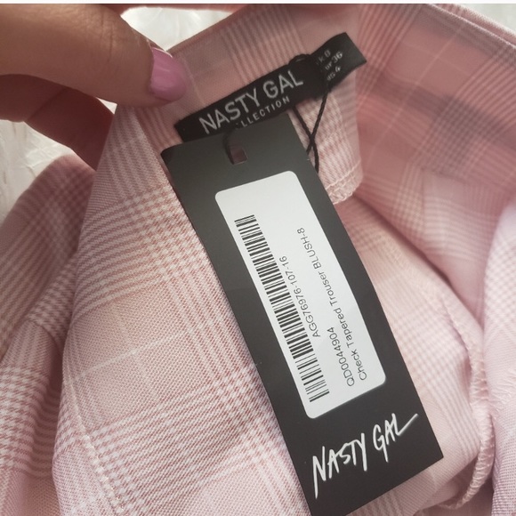 BNWT Blush Plaid Tapered Trousers - Picture 3 of 4